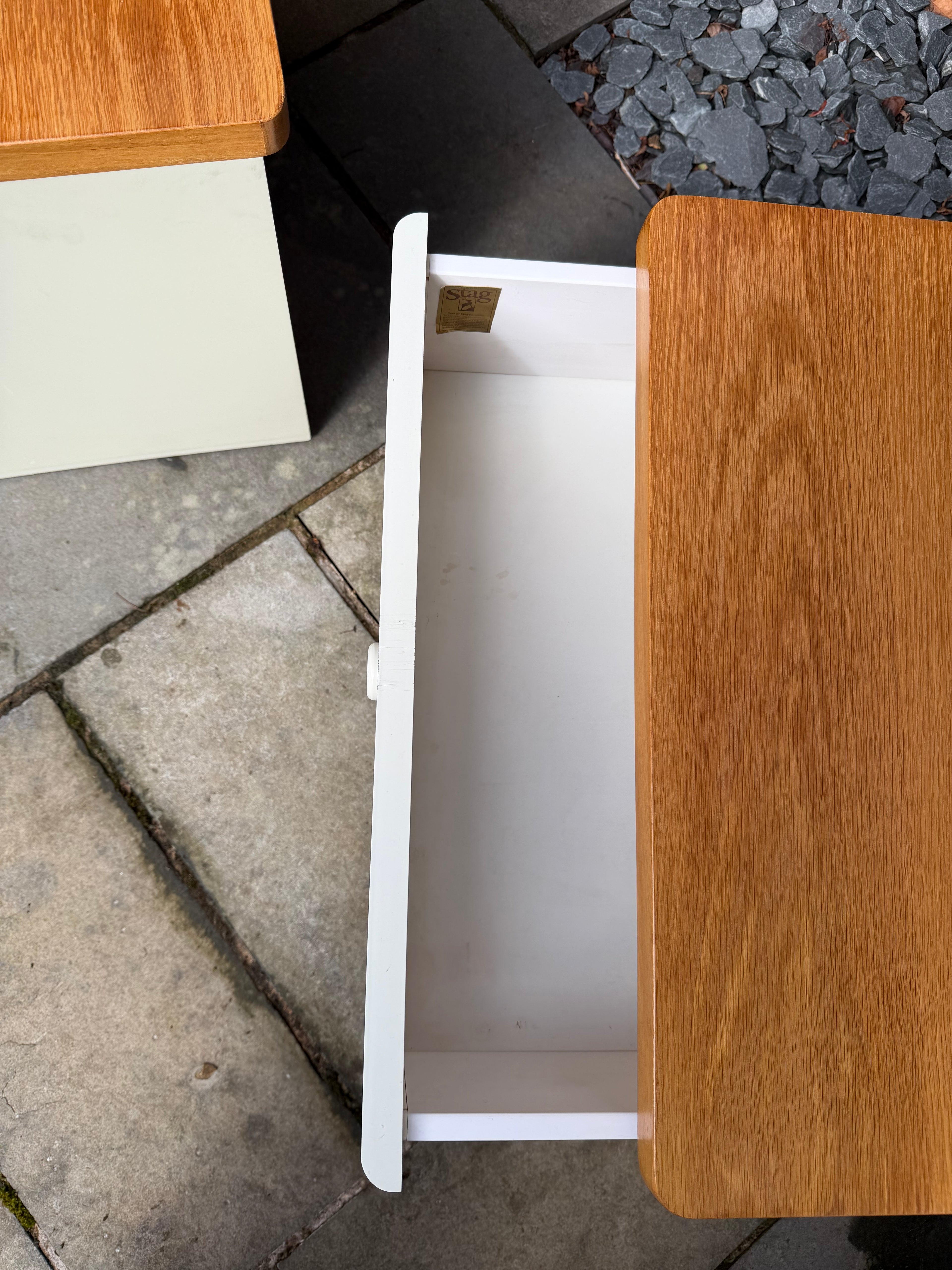Pair of 1960s Mid Century Teak and Formica Bedside Cabinets by Stag.