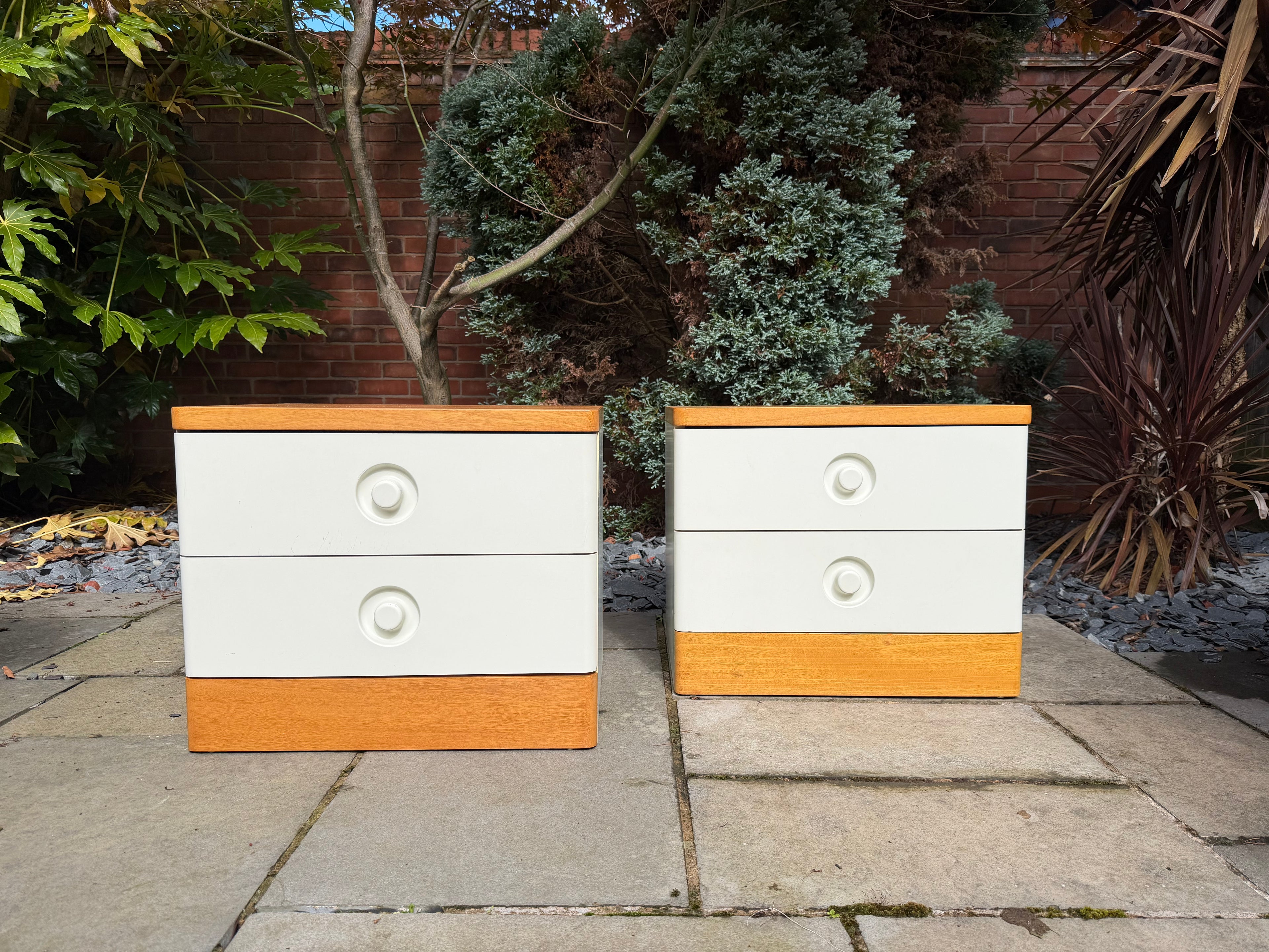 Pair of 1960s Mid Century Teak and Formica Bedside Cabinets by Stag.